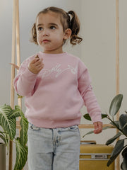 Children's Dolly Parton Signature Script Butterfly Light Pink Sweatshirt