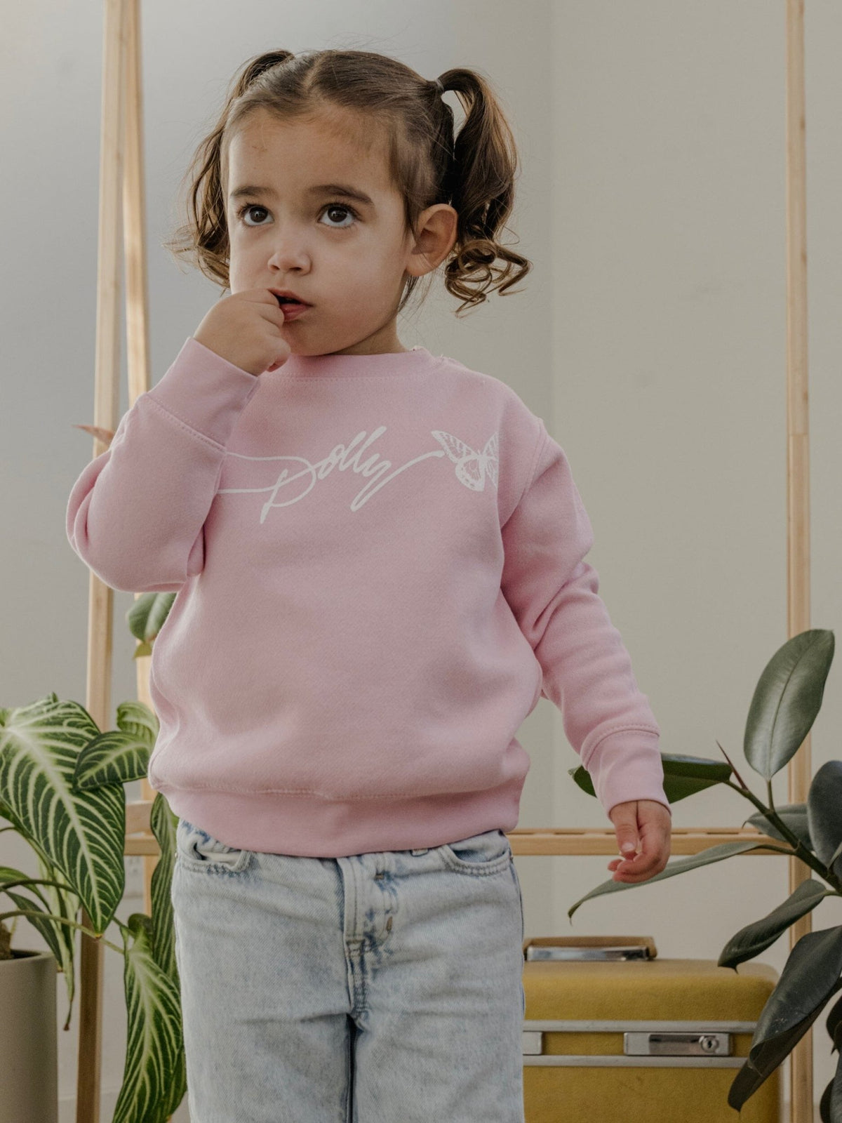 Children's Dolly Parton Signature Script Butterfly Light Pink Sweatshirt
