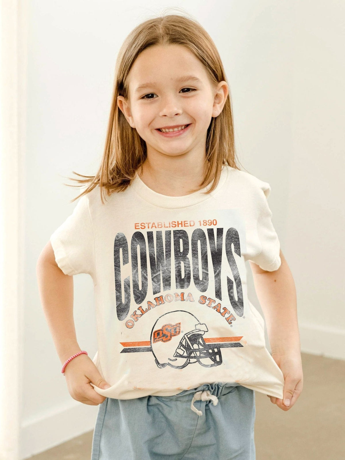 Children's OSU Cowboys Established Date Helmet Ivory Tee