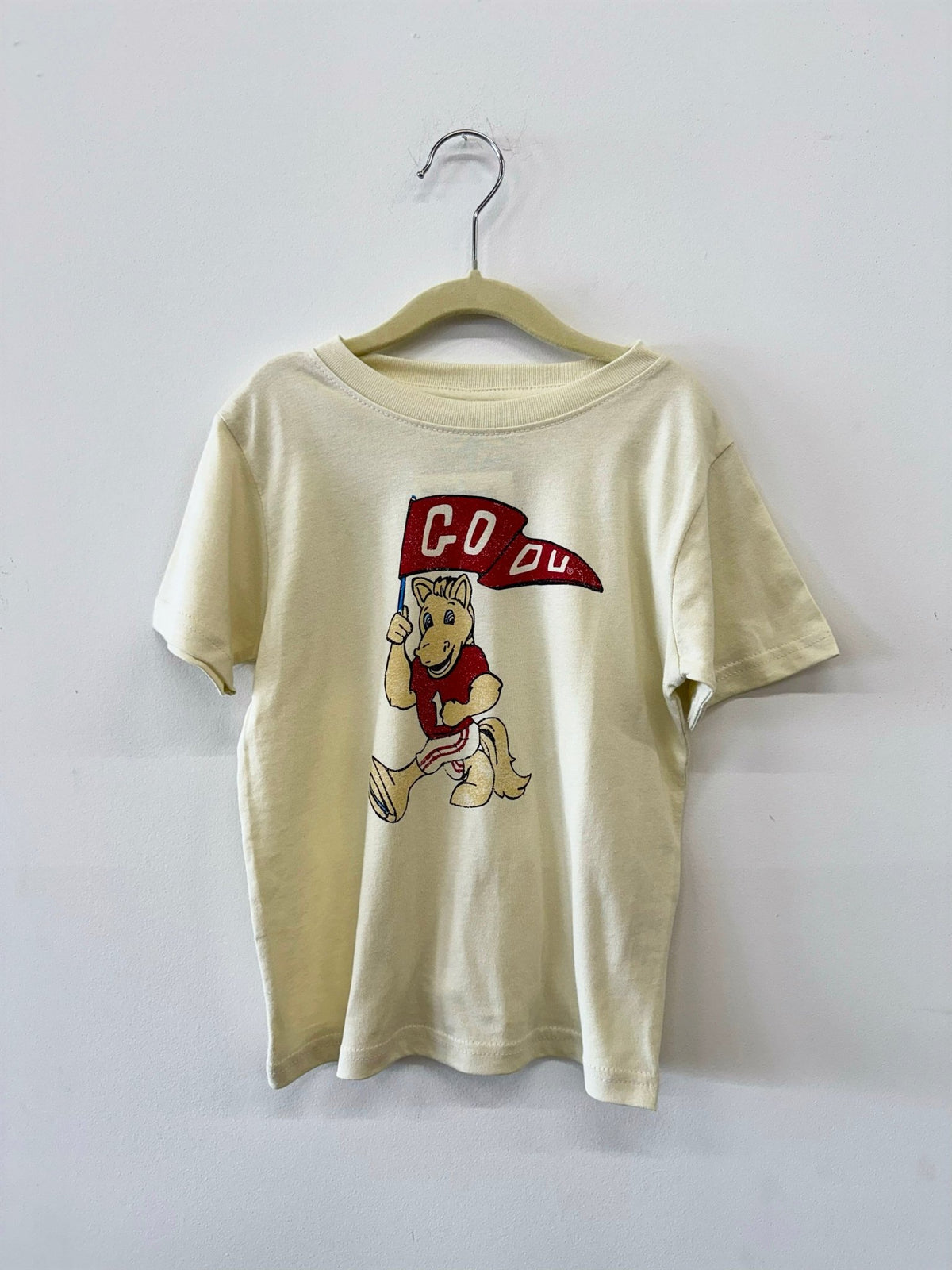 Children's OU Sooners Mascot Flag Cream Tee