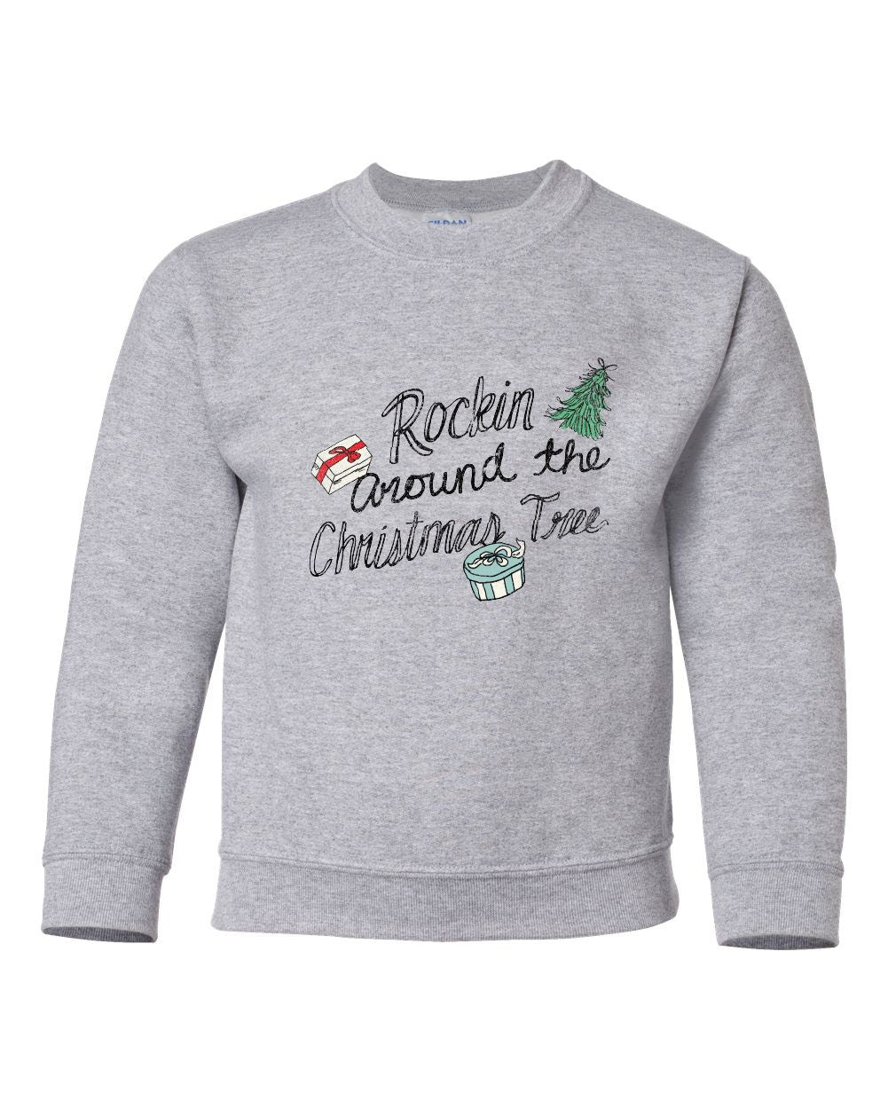 Children's Rockin Around The Christmas Tree Gray Sweatshirt