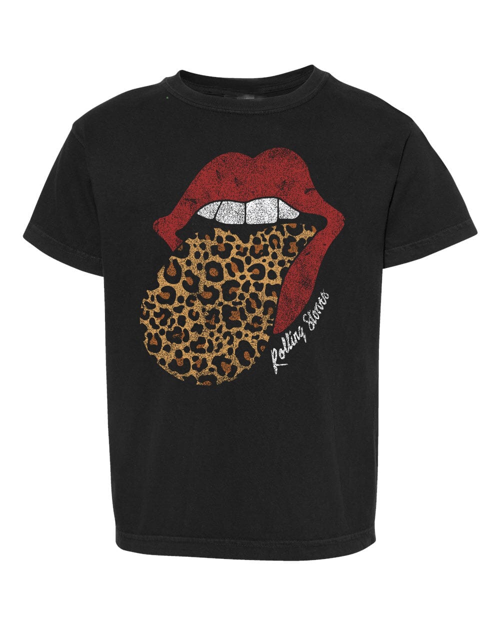 Children's Rolling Stones Leopard Lick Black Tee