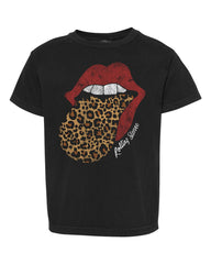 Children's Rolling Stones Leopard Lick Black Tee