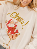 Christmas Cheers Santa Martini White LS Tee