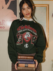 Christmas Patch Military Green Thrifted Sweatshirt