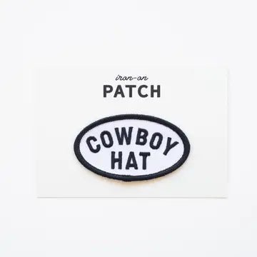 Cowboy Hat Black and White Embroidered Iron On Patch