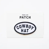 Cowboy Hat Black and White Embroidered Iron On Patch