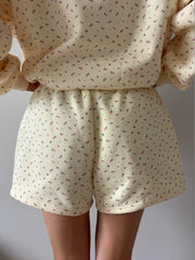 Blank Toasted Cream Roses Shorts