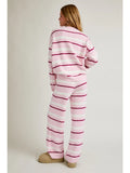 Long Sleeve Stripe Sweater Top with Wide Leg Sweater Pants