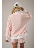 Mock Neck Stripe Sweatshirts Top Peach-Cream