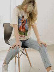 David Bowie Earthling Off White Thrifted Distressed Tee (FINAL SALE)