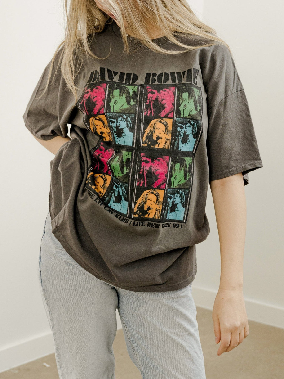 David Bowie Kit Kat Club Charcoal Thrifted Distressed Tee (FINAL SALE)