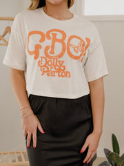 Dolly Parton GBO Butterfly Off White Cropped Tee