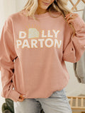 Dolly Parton Glitter Diamond Salmon Hi-Dive Oversized Crew Sweatshirt