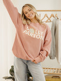 Dolly Parton Glitter Diamond Salmon Hi-Dive Oversized Crew Sweatshirt