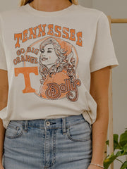 Dolly Parton Go Big Orange Scarf Vintage White Ellie Perfect Tee