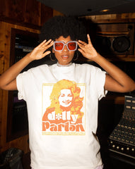 Dolly Parton Golden off-white thrifted tee