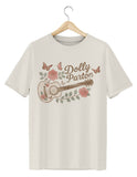 Dolly Parton Guitar Rose Off White Thrifted Distressed Tee