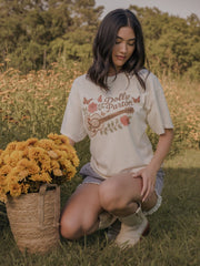 Dolly Parton Guitar Rose Off White Thrifted Distressed Tee