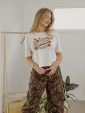 Dolly Parton Guitar Roses Off White Cropped Tee