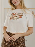 Dolly Parton Guitar Roses Off White Cropped Tee