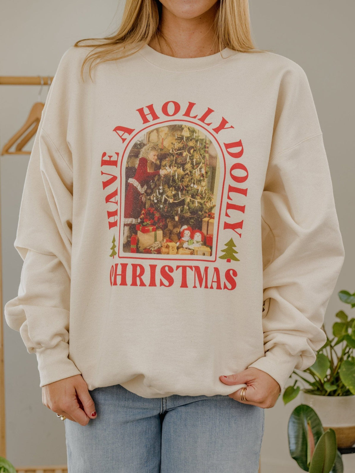 Dolly Parton Holly Dolly Christmas Natural Sweatshirt