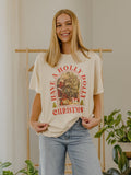 Dolly Parton Holly Dolly Christmas Off White Thrifted Distressed Tee