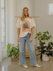 Dolly Parton Holly Dolly Christmas Off White Thrifted Distressed Tee
