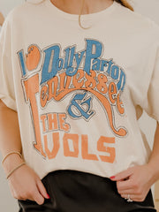 Dolly Parton I Heart Dolly & The Vols Off White Thrifted Distressed Tee