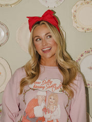 Dolly Parton I Saw Dolly Kissing Santa Pink Thrifted Sweatshirt