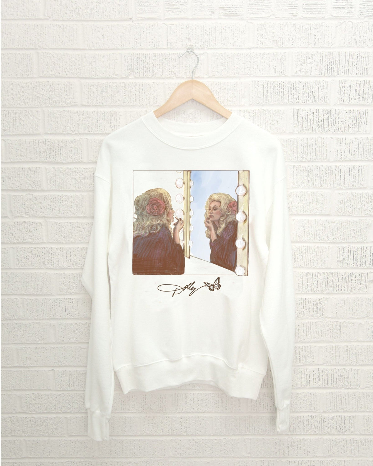 Dolly Parton Lipstick White Thrifted Sweatshirt