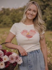 Dolly Parton Pond Off White Micro Cropped Tee
