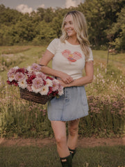 Dolly Parton Pond Off White Micro Cropped Tee