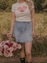 Dolly Parton Pond Off White Micro Cropped Tee