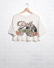 Dolly Parton Rose Record Off White Cropped Tee