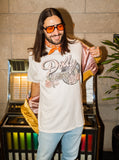 Dolly Parton Rose Record Off White Thrifted Distressed Tee