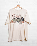 Dolly Parton Rose Record Off White Thrifted Distressed Tee
