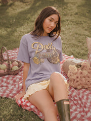 Dolly Parton Rose Record Periwinkle Thrifted Distressed Tee