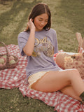 Dolly Parton Rose Record Periwinkle Thrifted Distressed Tee