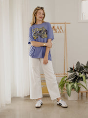 Dolly Parton Rose Record Periwinkle Thrifted Distressed Tee