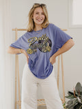 Dolly Parton Rose Record Periwinkle Thrifted Distressed Tee