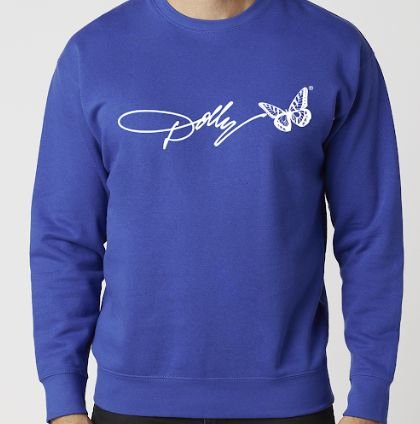 Dolly Parton Signature Script Royal Blue Heritage Sweatshirt