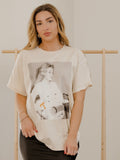 Dolly Parton Tennessee Tattoo Guitar Off White Thrifted Distressed Tee