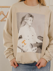 Dolly Parton Tennessee Tattoo Guitar Sand Thrifted Sweatshirt