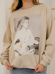 Dolly Parton Tennessee Tattoo Guitar Sand Thrifted Sweatshirt