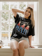 Dolly Parton Triple Threat Black Thrifted Distressed Tee