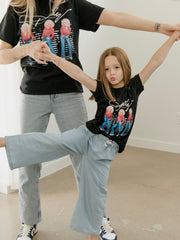 Dolly Parton Triple Threat Black Thrifted Distressed Tee