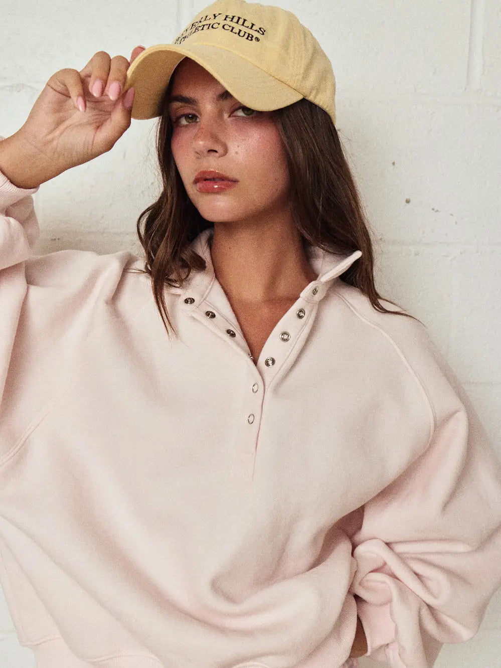 Piper Snap Button Collared Sweater (Light Pink)