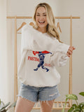 Great American Pastime Baseball White Thrifted Sweatshirt