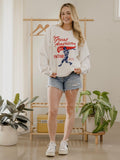 Great American Pastime Baseball White Thrifted Sweatshirt